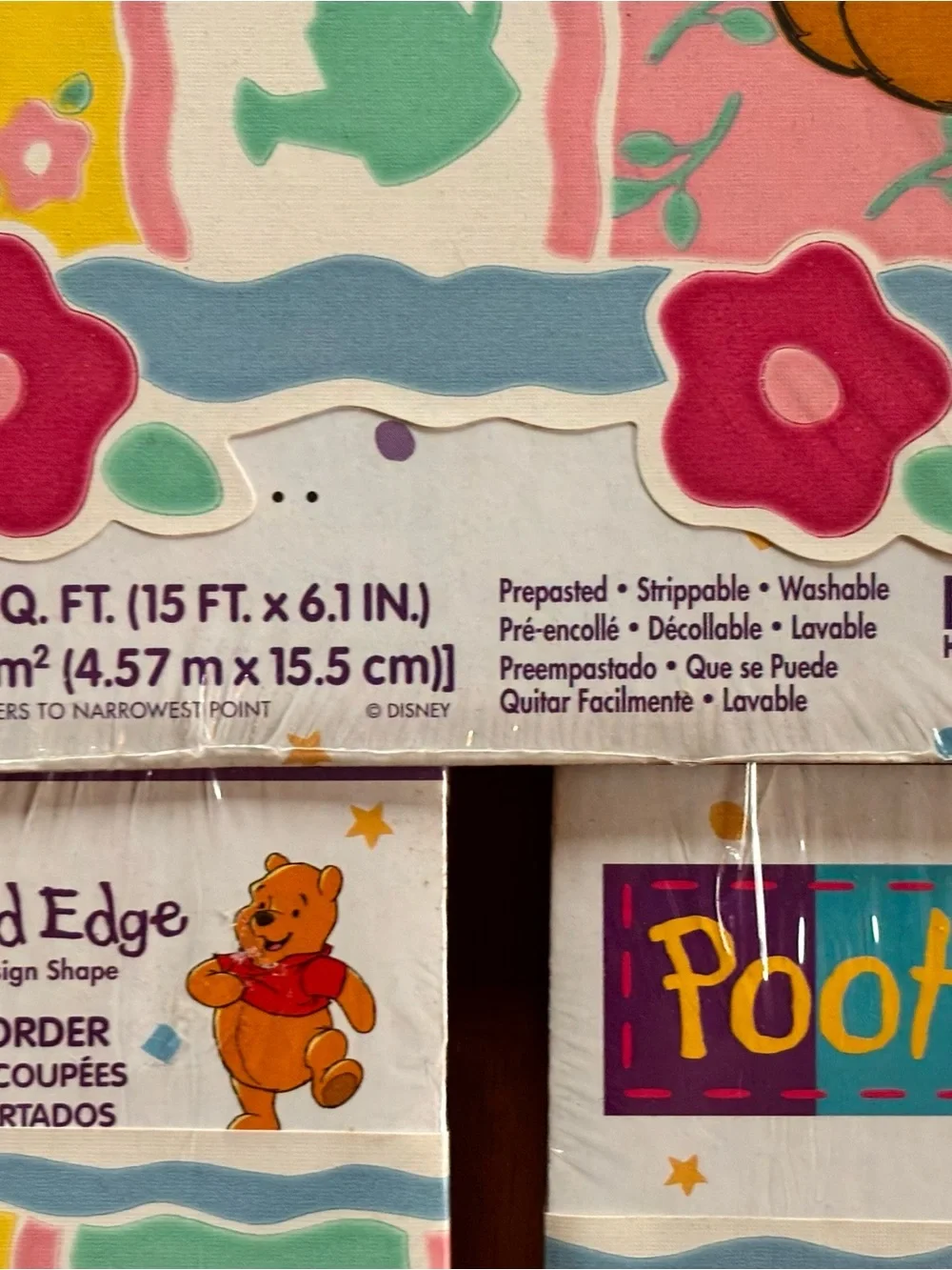 Disney Winnie the Pooh Sculptured EdgeFloral Border - Pink, Blue, Green, Yellow